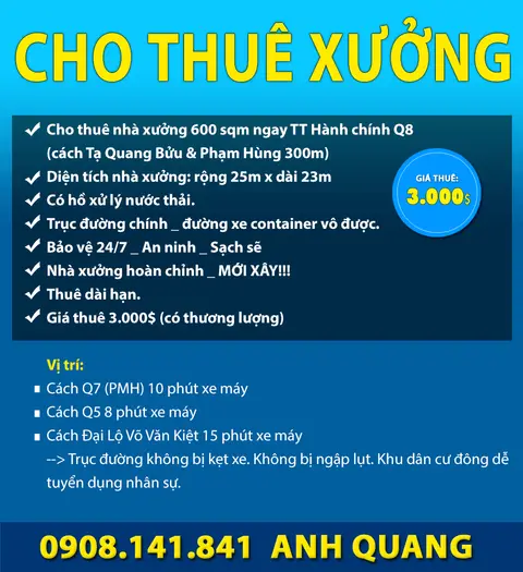 cho thue nha xuong quan 8 hcm gia 3000 thang